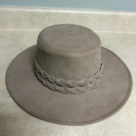 Anthropologie ASN braided rancher Taupe Wide-Brim Hat - Picture 1 of 6